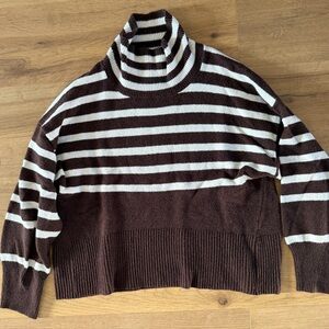 a new day Brown and White Striped Sweater